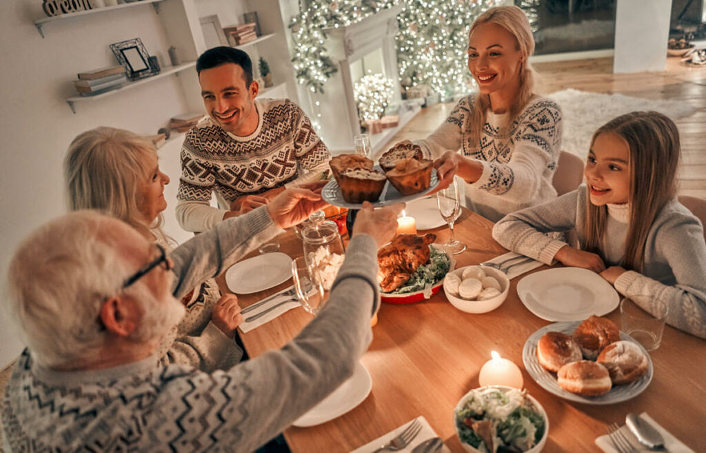 The family having a christmas dinner