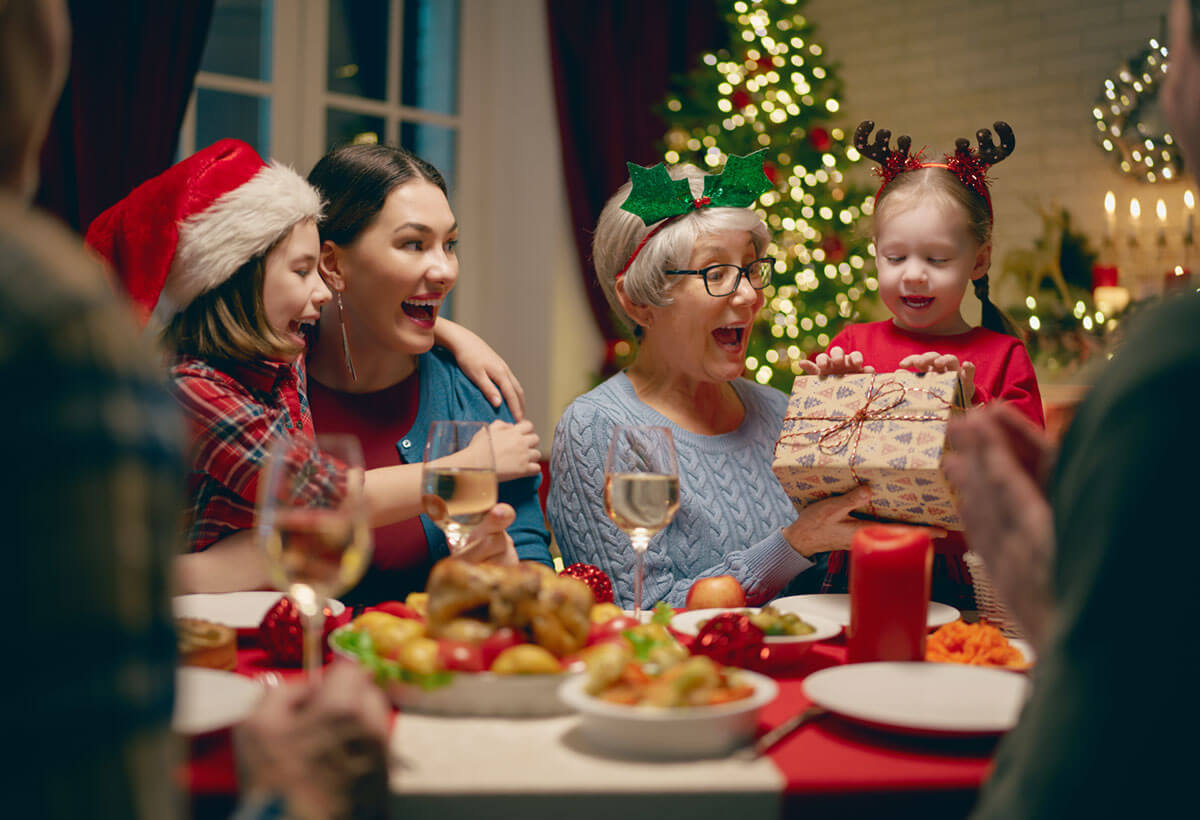 family celebrating Christmas